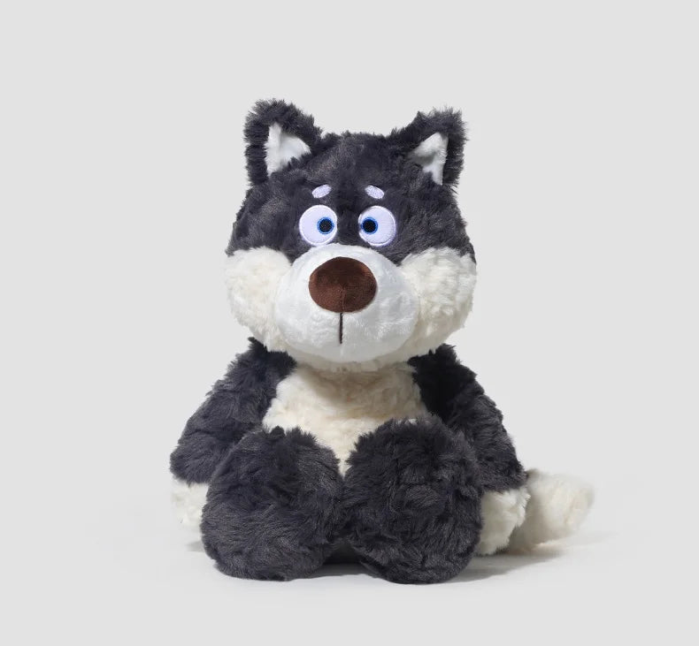 Nice Cuddly Cartoon Plush Toys Gray Wolf High Quality Fluffy Sitting Pose Doll Warm Cozy Children Companion Xmas Gift Home Decor