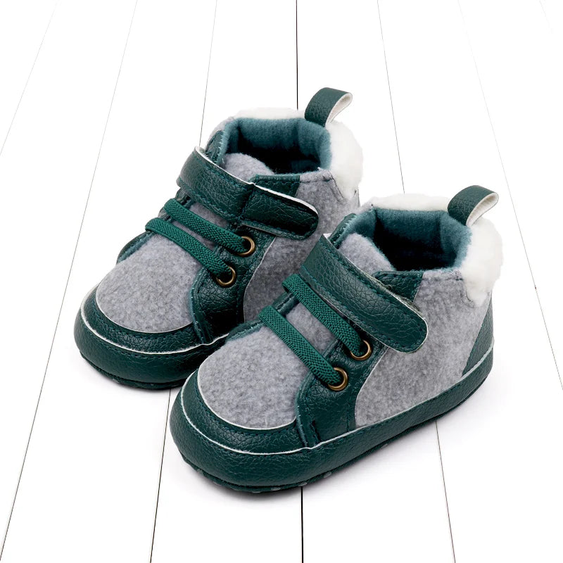 2025 Year New High-Top Trendy Fuzzy Shoes With Soft Rubber Sole Baby Shoes Baby Size Shoes Toddler Shoes Casual Walking Shoes