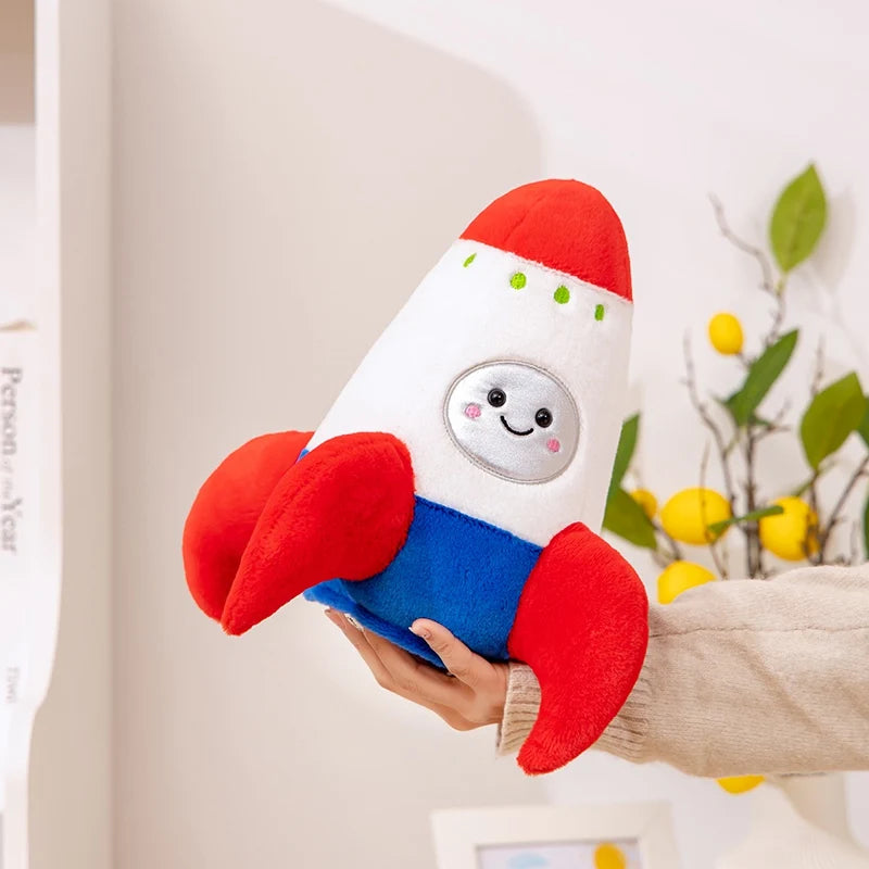 Hot 18/27cm Plush Rocket Toy Stuffed Spaceship Soft Throw Pillow for Kids Educational Birthday Gift Space Discovery Decor