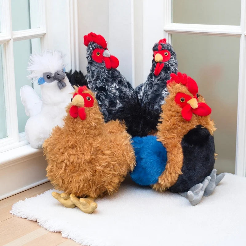 2026 New Simulation Chubby Rooster Hen Black-bone Chicken Fluffy Simulation Animal Poultry Stuffed Soft Lifelike Huggable Pillow