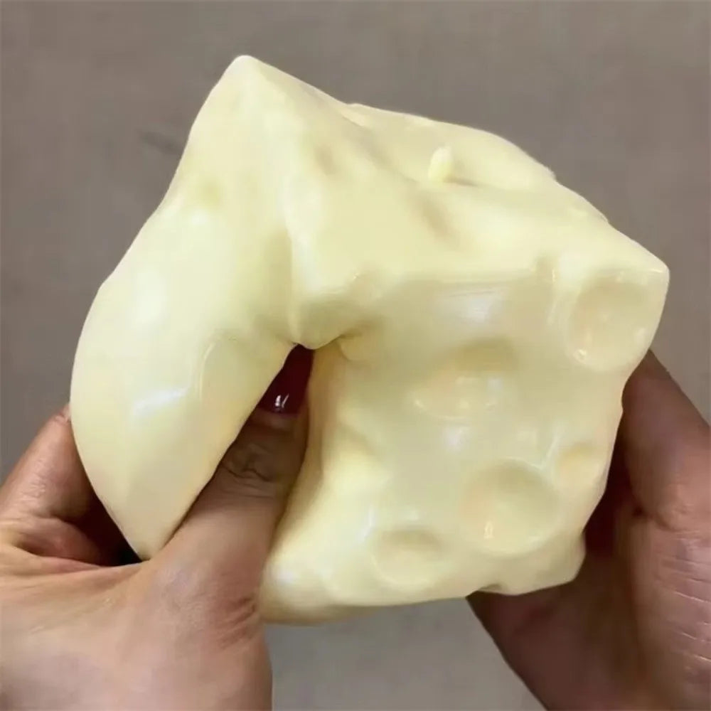 Slow Rising Cheese Squishy Toy Slow Rebound Soft Cheese Shape Squishy Toy Stretchy Moldable Simulated Butter Squeeze Toy