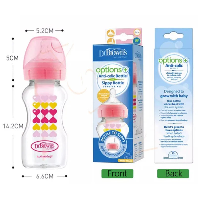 Dr. Brown's newborn baby bottle / 150ML  270ML  / wide diameter/Color printing children's milk bottle