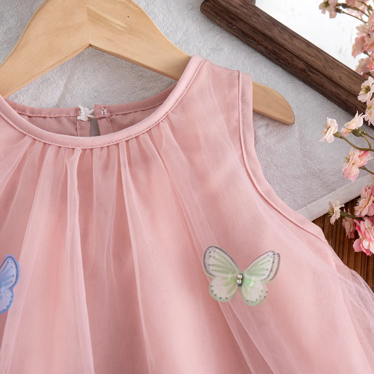 Summer New Baby Girl Pink Dress Cute Butterfly Children'S Birthday Clothes (9 Months -4 Years Old)