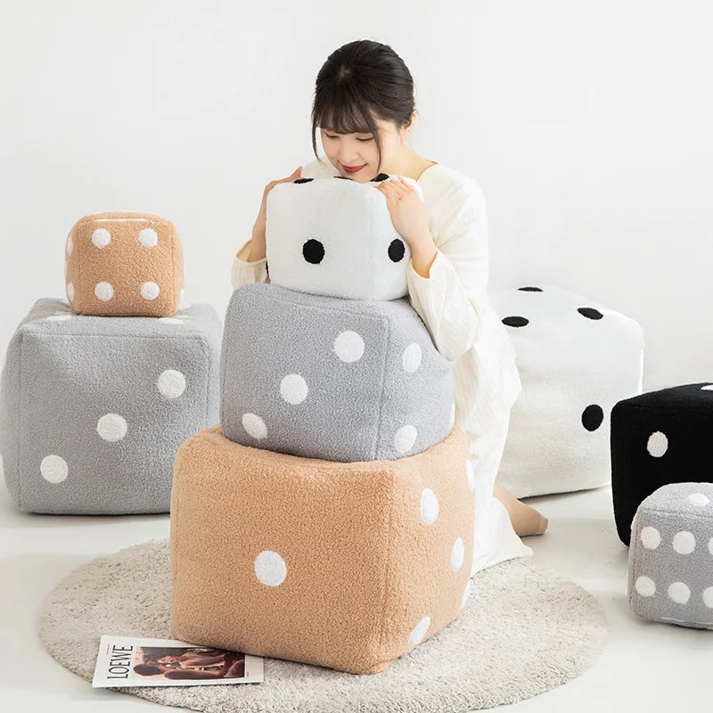 Dice Pillow Plush Dice Cube Cushion Hug Pillow Stuffed Plush Toy Game Props Car Interior Ornament Home Decoration Party Supplies