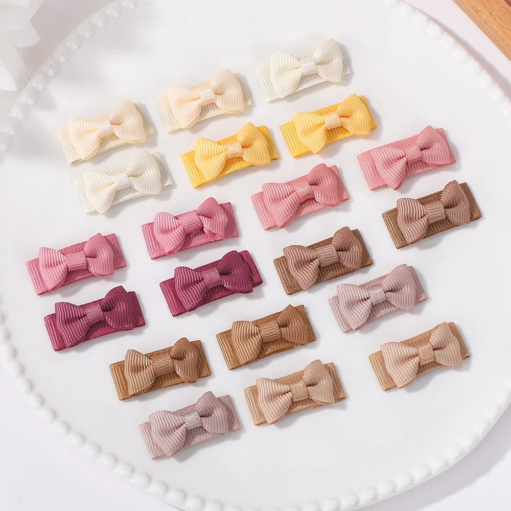 20Pcs/set Baby Safe Hairpins Mini Bows Hair BB Hairclips Candy Color Hairgripes Children Lovely Hair Accessories