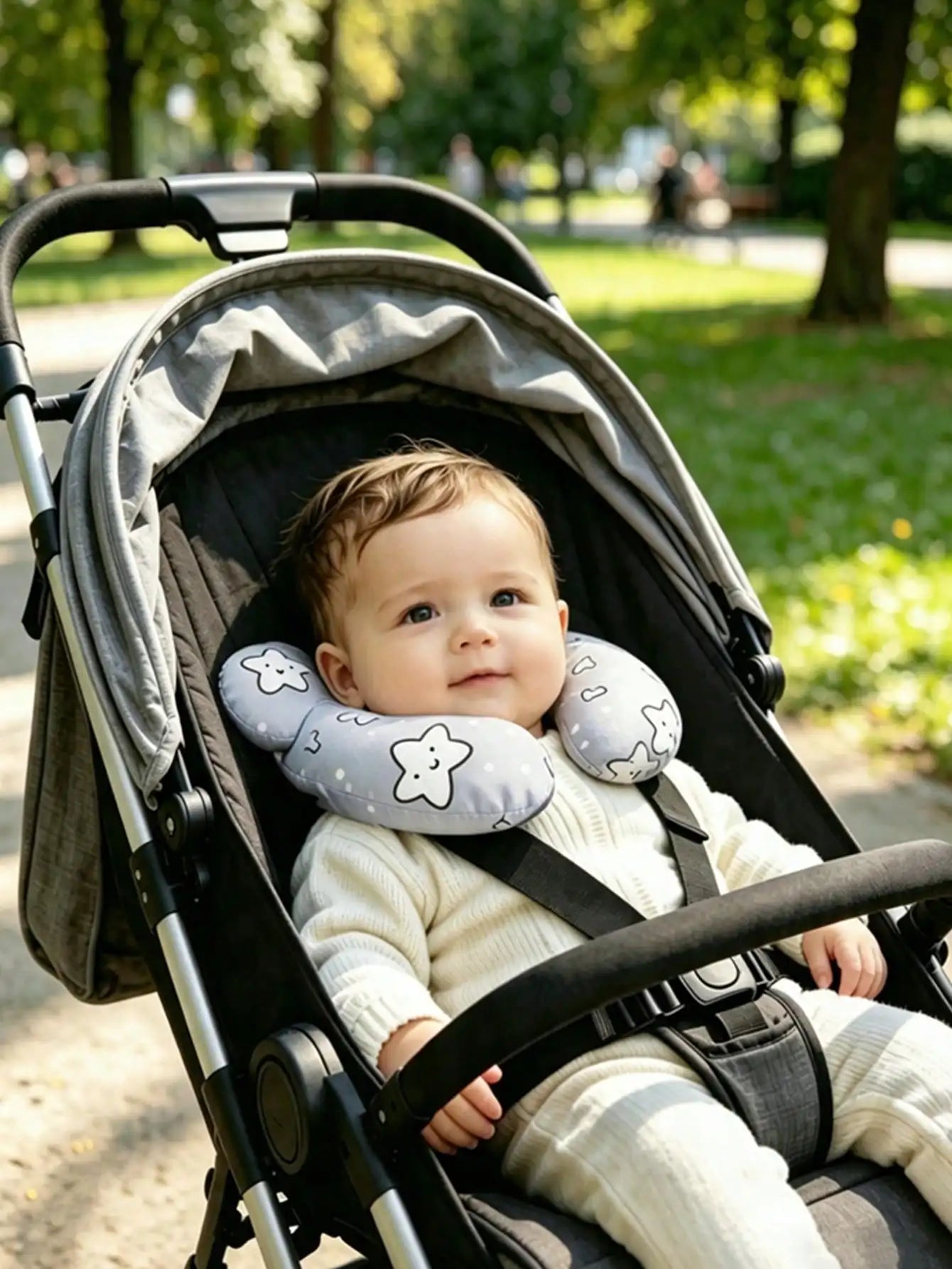 1Pc Baby U-Shaped Pillow, Infant Travel Neck Pillow, Soft-Breathable-Cute Cartoon Pattern, Soft Baby Head Support Cushion, Suitable for Car Seats, Strollers, and Travel
