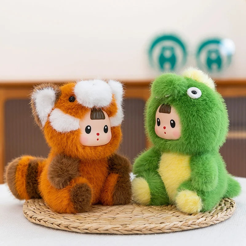 17cm Soft Vinyl Face Plush Little Dinosaur Tomato Rabbit Raccoon & Strawberry Doll Cute Cartoon Animal Stuffed Toy