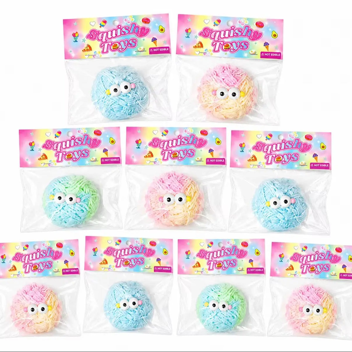 Cute Yarn Squishy Toy Kawaii Mochi Squeeze Stress Relief Toy Soft Yarn Ball Fidget Toy Slow Rising Gift for Kids