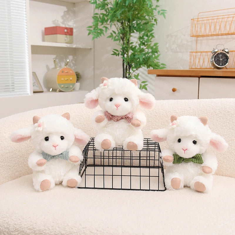 Nice 1pc 23cm Cute White Sheep Plush Toy With Pink Ears And Removable Apron Soft Stuffed Lamb Doll For Girls Birthday Gift