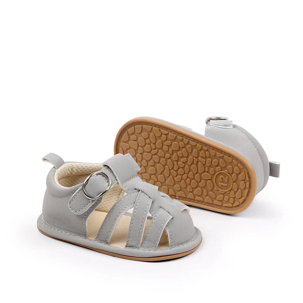 Cross Strap Hook and Loop Baby Walking Sandals Summer Lightweight Breathable Rubber Sole Newborn Casual Footwear For 0-18 Months