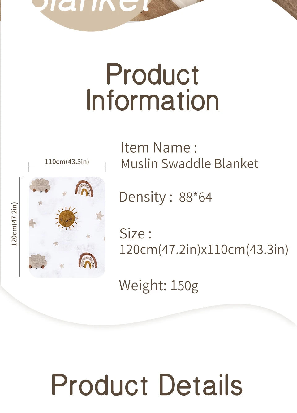 Elinfant 3PCS Bamboo Cotton Muslin Swaddle Blanket Newborn Swaddle Wrap Soft Cozy Nursing Cover Baby Quilt Swaddle Blankets