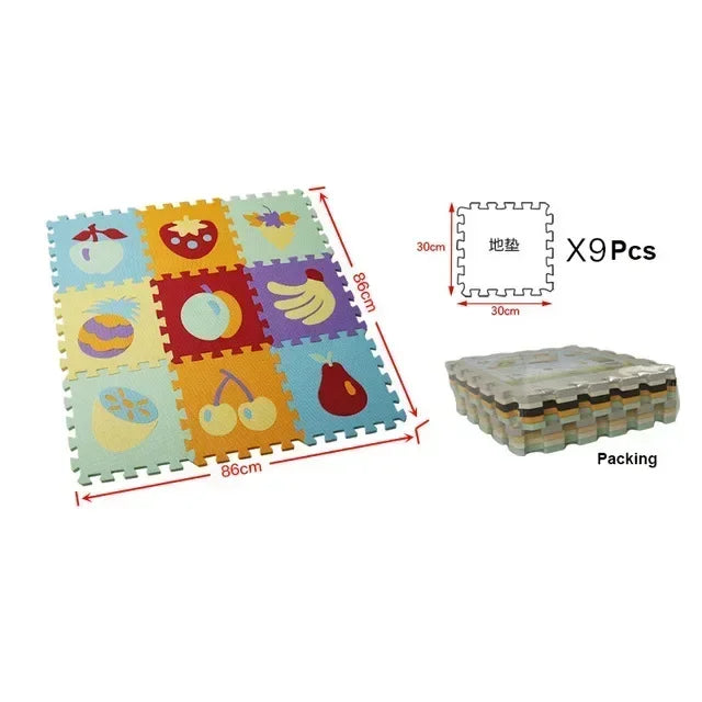 Interlocking Floor Mat Puzzle 9Pcs Set For Children 30x30x1 Cm Eva Foam Baby Play Mat