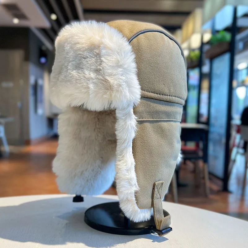 Ushanka Men's and Women's Winter Thickened Velvet Padded  Warm Artifact Earflaps Cap Northeast Pullover Cold Protection Hat