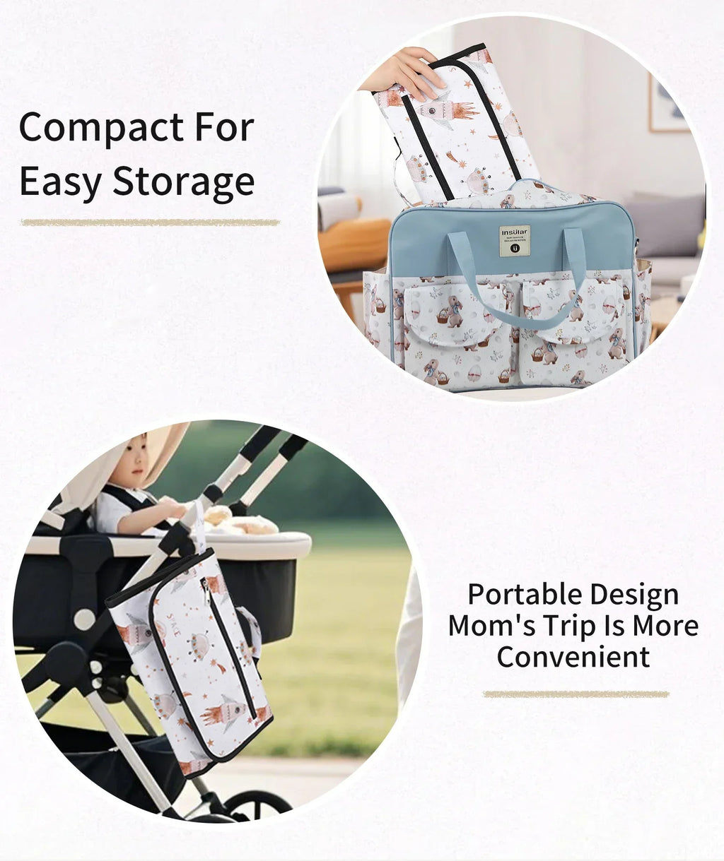 INSULAR Convenient Mattress 3-Layer Waterproof Diaper Changing Pad Foldable Storage Pack Washable Nappy Cushion Multi-functional