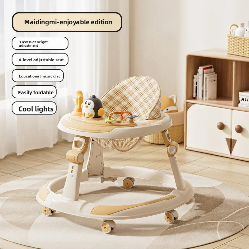 Baby Walker Foldable Multifunctional Toddler Learning Walk Car Anti O-Leg Design Adjustable Music Tray Safety Wheels
