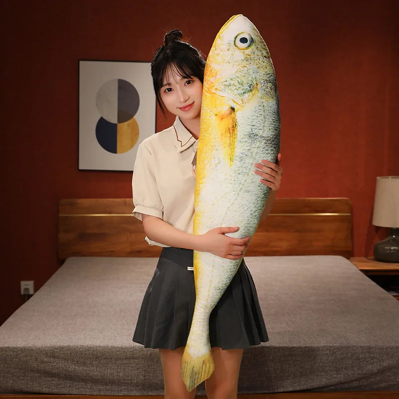 Artificial yellow croaker Plush Pillow Imitation Funny Fish Stuffed Pillow Emulational Home Sofa Plush Decoration Cushion