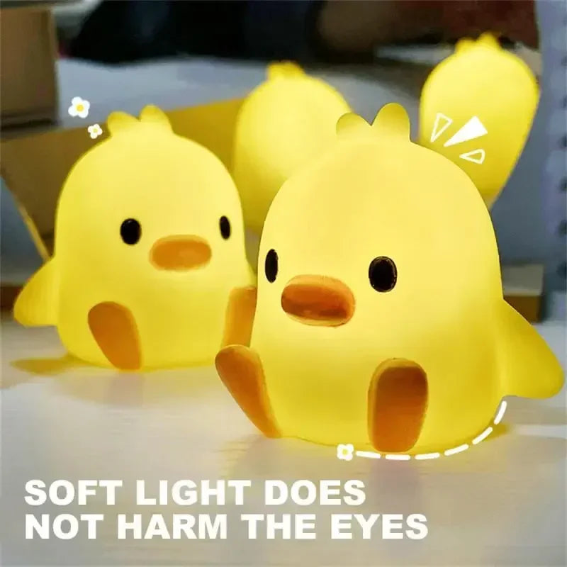 Cartoon Little Yellow Duck Night Light Built-in Battery Night Light No Harm Eyes Children Sleeping Lamp Bedroom Decor Light