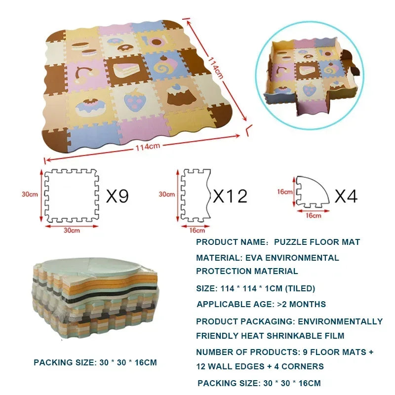 Eva Foam Baby Play Mat 25-Piece Set 30x30cm Puzzle Floor Mat Educational Toy For Nursery