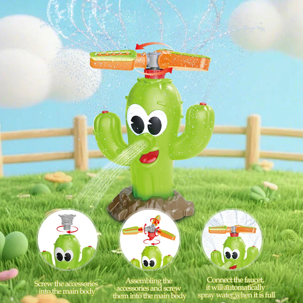 Cactus Sprinkler Outdoor Water Spray Toys, Summer Outside Backyard for Kids Playing Water Games Sprinkler Set Gifts