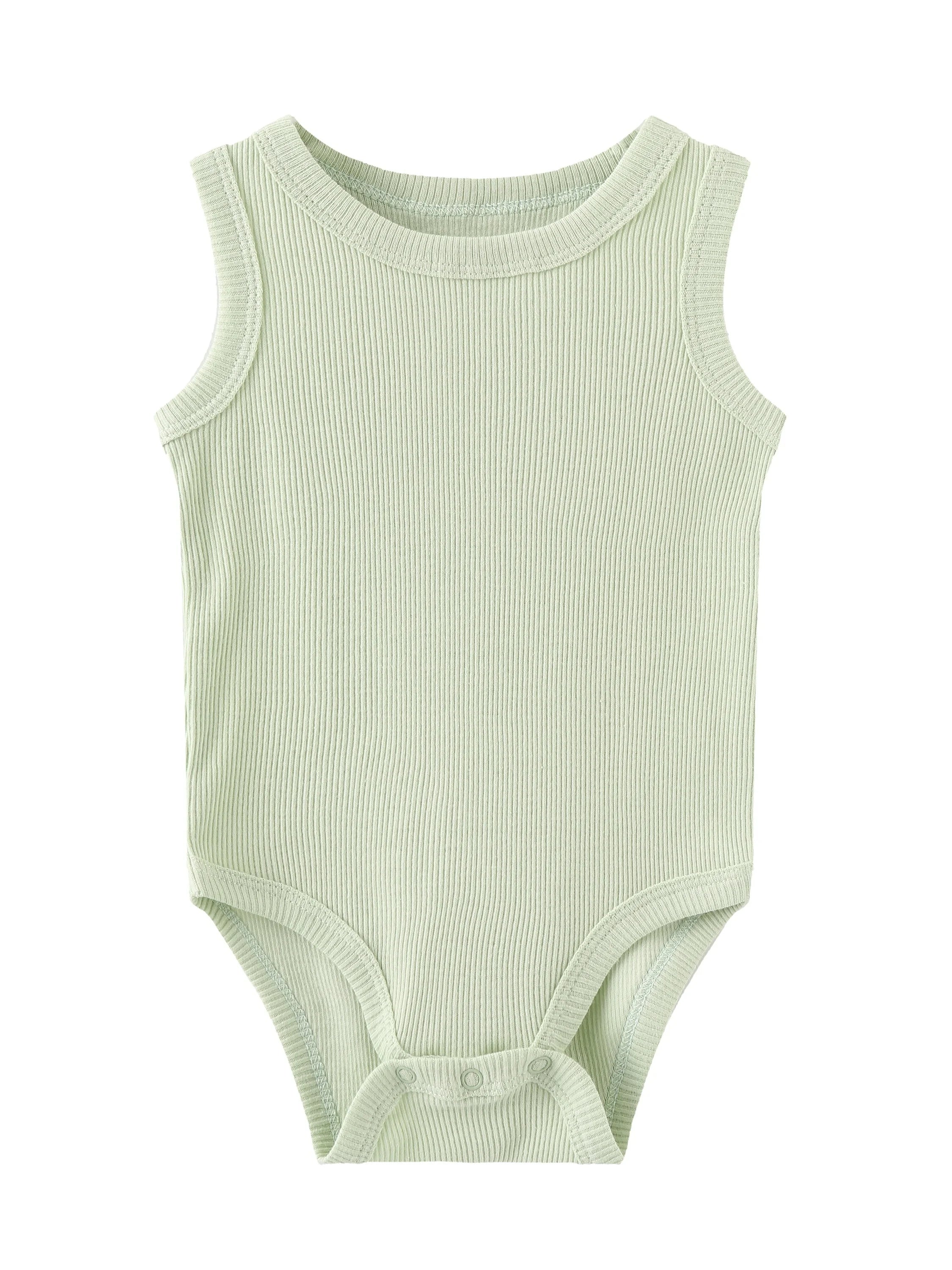 Kiddiezoom Summer Fashion Cartoon Sleeveless Baby Boy Girl Bodysuits+Pants Soft Baby Boy Girl Clothes