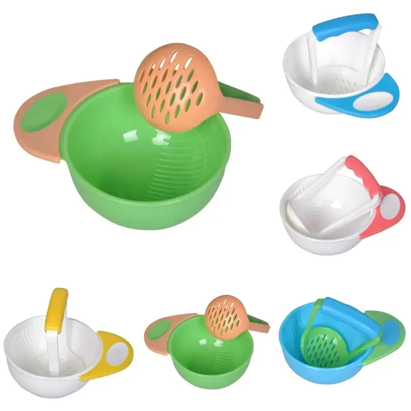 Baby Learn Baby Food Mills Kids Dishes Grinding Bowl Handmade Grinding Food Fruit Supplement Children Baby Feeding Bowl