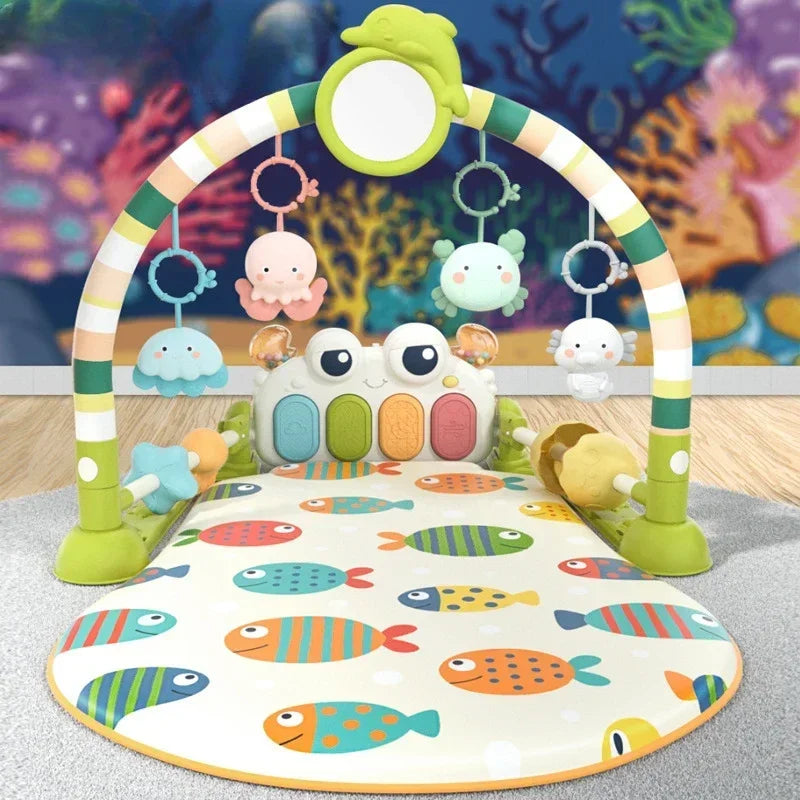 Baby Music Rack Play Mat Puzzle Carpet with Piano Keyboard Infant Playmat Gym Crawling Activity Rug Toys for 0-12 Months Gifts