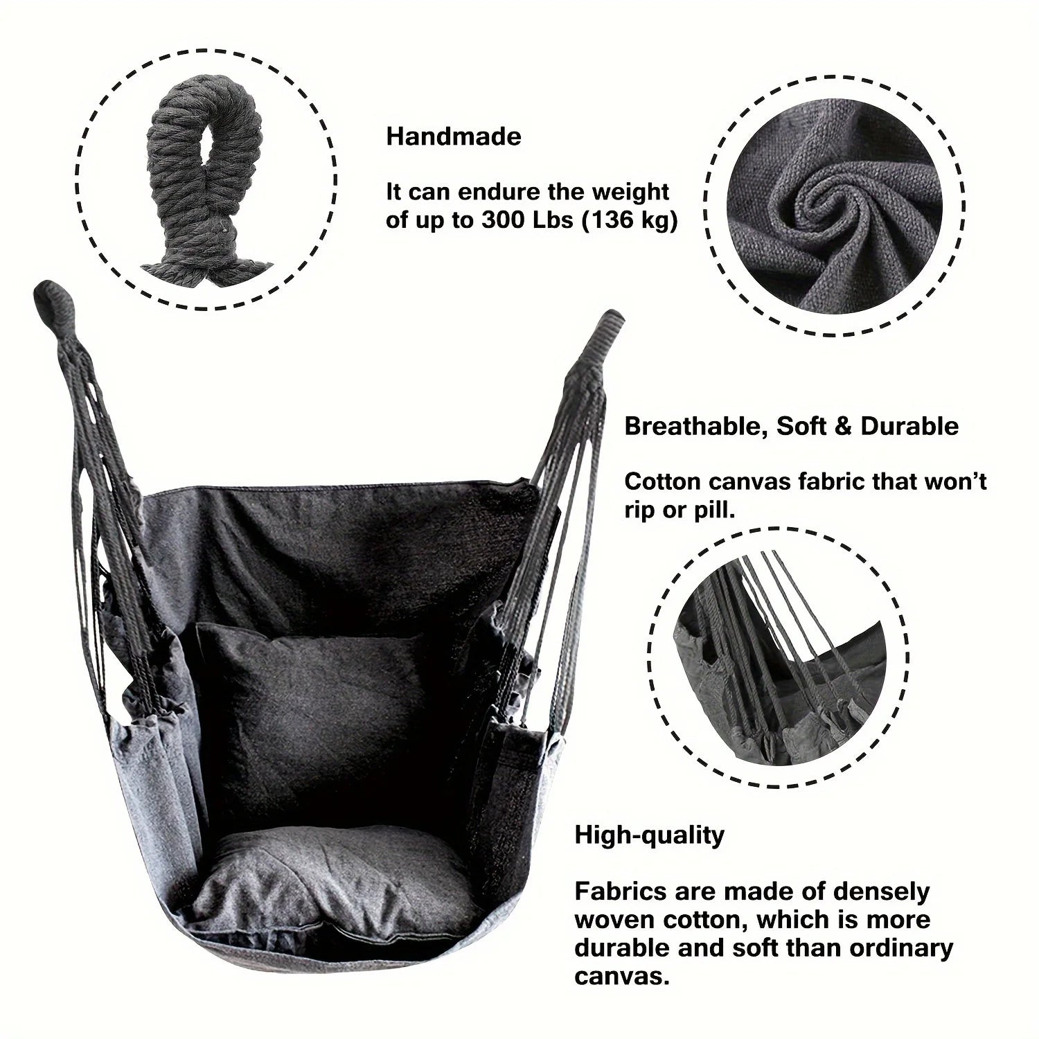 Leisure Fabric Hammock Swing Chair with Storage Bag