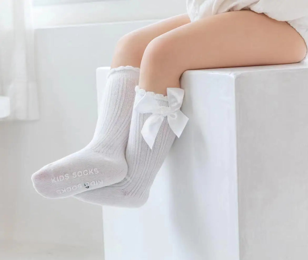 Red Bow Tie Knee High Tube Socks Girls