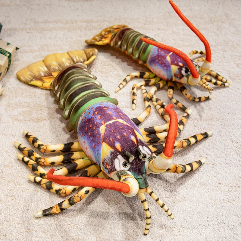 Colorful Lobster Plush Toy Stuffed Throw Pillow - Lifelike Design Creative Home Decor Funny Christmas Gift Vivid Lobster Theme