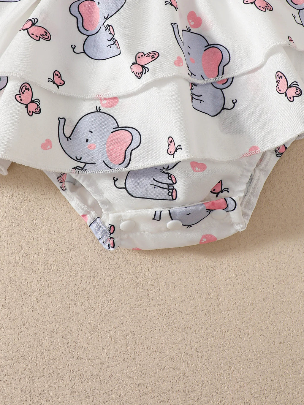 Baby girl Summer Sleeveless Bodysuit Pink Bow Cute Elephant Print Fashionable Bodysuit suitable for 3-24 Months Baby girl