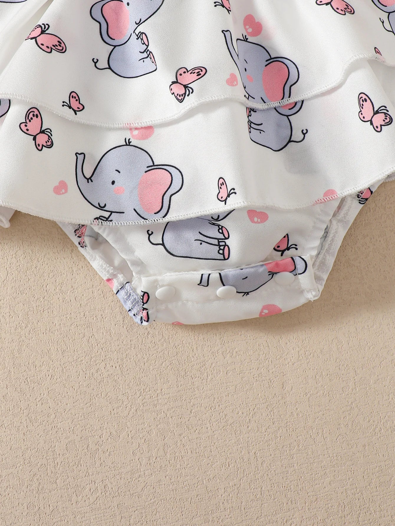 Baby girl Summer Sleeveless Bodysuit Pink Bow Cute Elephant Print Fashionable Bodysuit suitable for 3-24 Months Baby girl