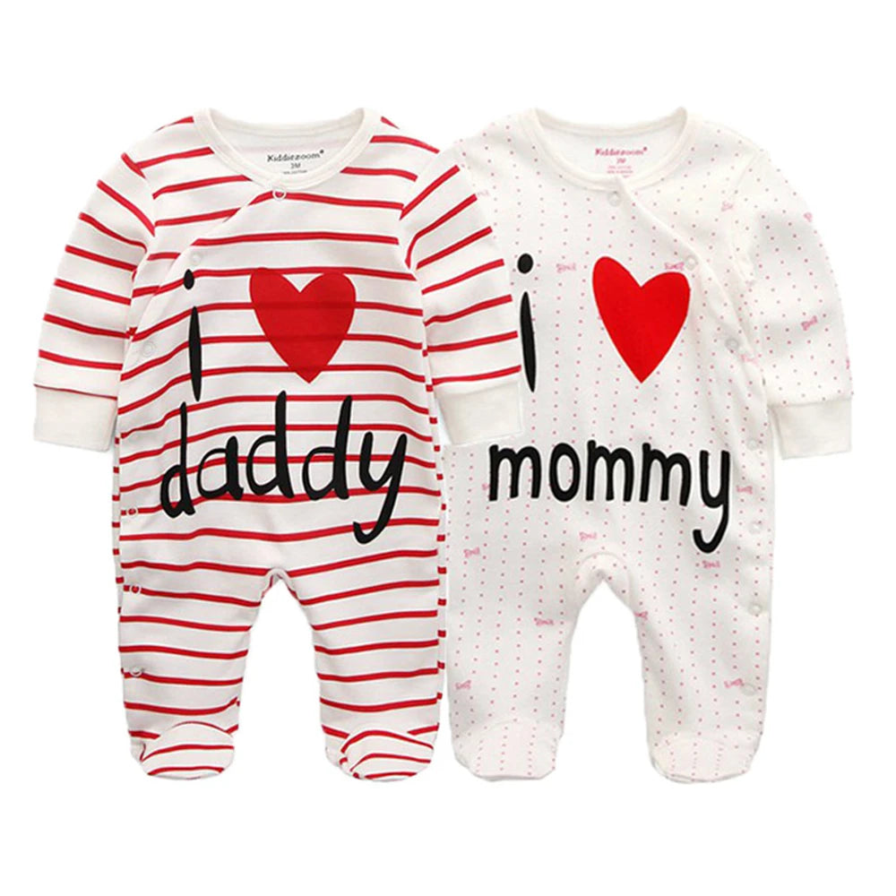 Kiddiezoom 2 Pcs/Lot Unisex 0-12Months Cartoon Long Sleeve Baby Boys Girl Romper 100%Cotton Soft Newborn Jumpsuit Infant Clothes