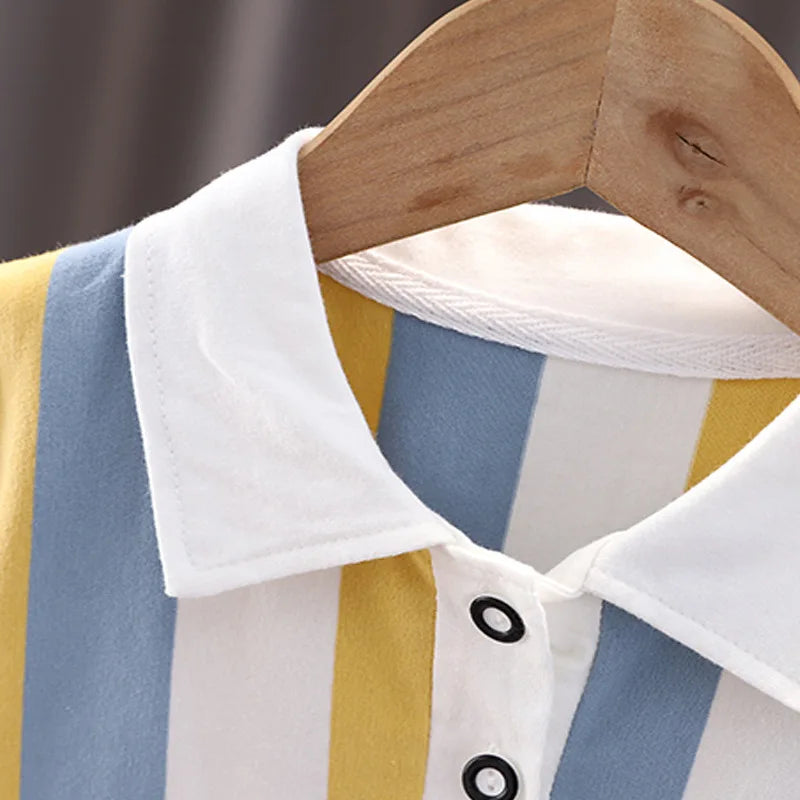 ‌New Boys Cotton Striped Shorts Set 2-Piece Summer Outfit Fashion Short Sleeve Casual Playwear Stylish Kids Clothing‌