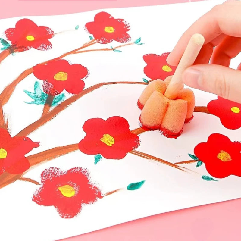 5Pcs/set Painting Sponge Brush Mini Colorful DIY Sponge Painting Tools for Kids Arts and Crafts