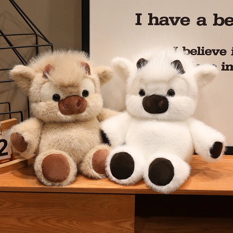 Adorable Highland Cattle Plush Toy 40cm - Huggable Running Cow Stuffed Animal Made with Premium Soft Fabric, Soothing Companion