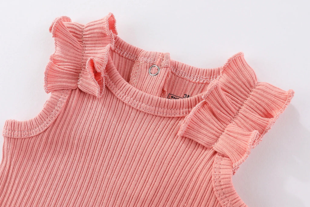 Baby Girl Bodysuits 5 Piece Set Sweet Cute Newborn Onesies Flying Sleeves 0-12M Infant Outfits