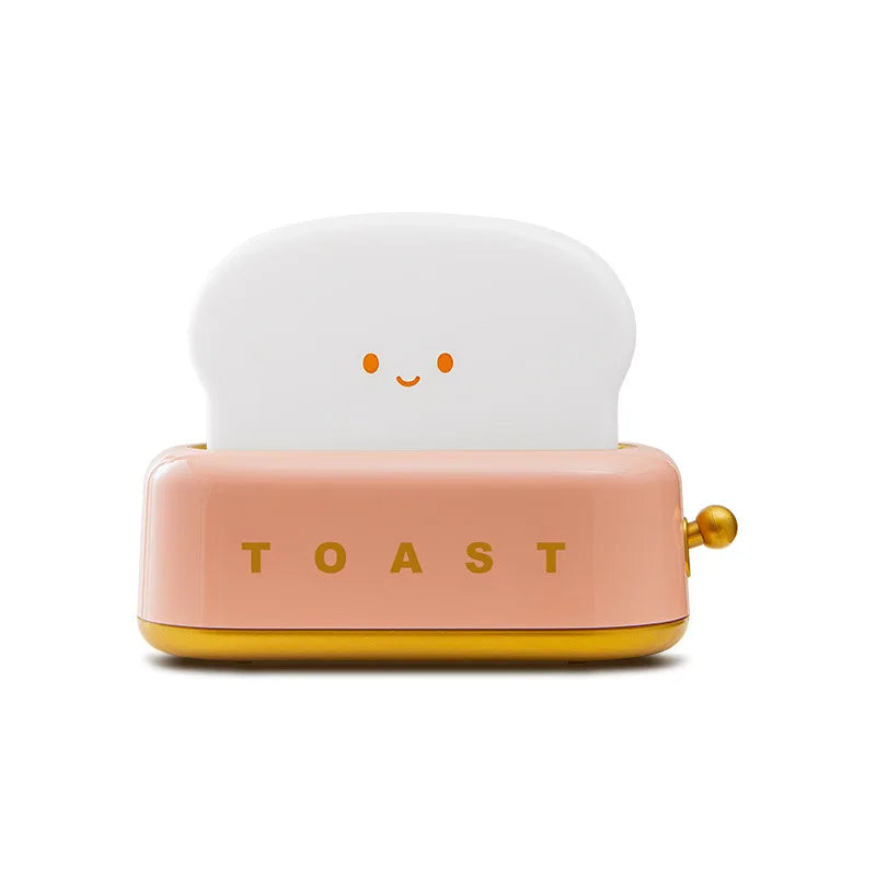 Rechargeable Cute Toaster Night Light - Toast Shape Bedside Lamp with Smile Face,Dimmable Desk Decor,Bedroom,Living Room,Gift