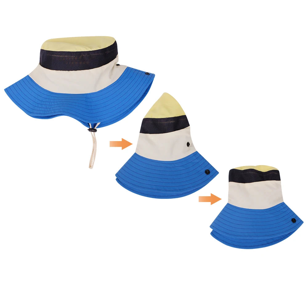 Children Summer Hat for Girls Boys Quick-dry Shawl Kids Bucket Hats Beach Travel Children Panama Kids Sun Cap 4-10Y