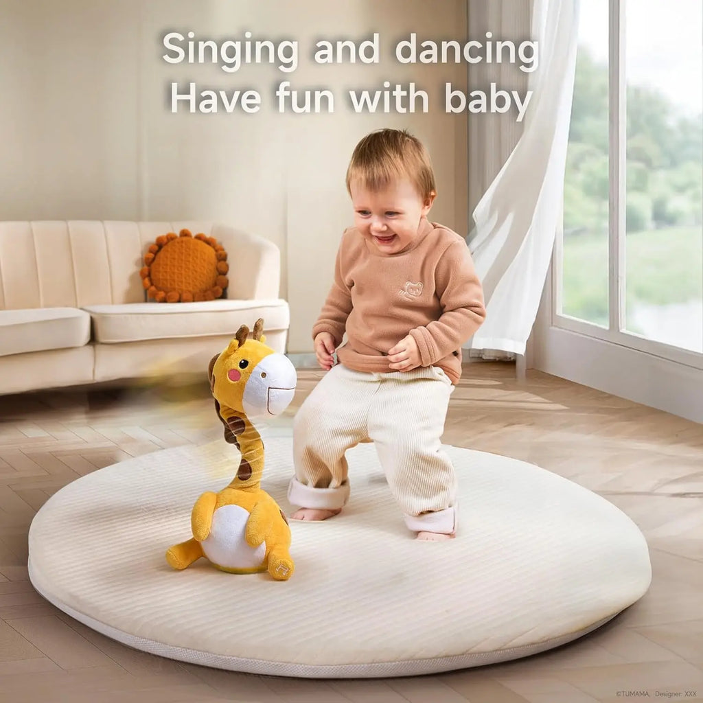 Dancing Talking Dinosaur Toy Mimicking Twisting Electronic Soft Plush Giraffe Toy with Record Repeating What You Say Singing