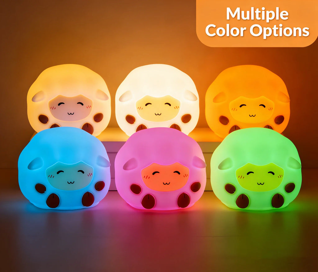 Cute Silicone Sheep Patting LED Night Light USB Rechargeable Dimmable Eye-Friendly Lamp for Kids Bedroom Decor Birthday Gift