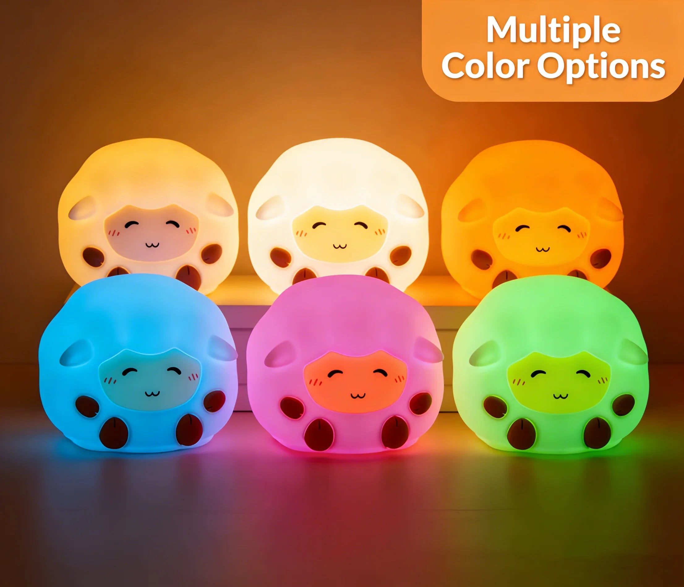 Cute Silicone Sheep Patting LED Night Light USB Rechargeable Dimmable Eye-Friendly Lamp for Kids Bedroom Decor Birthday Gift