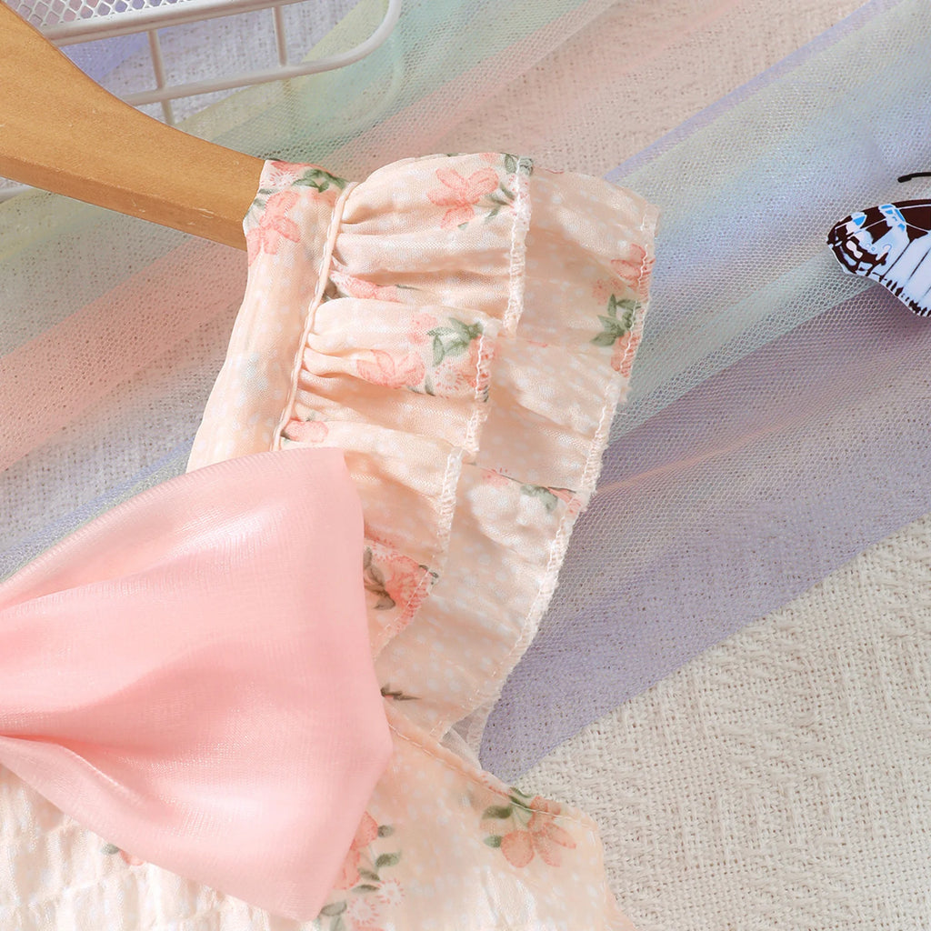 Children Girl Summer Dresses Small Floral Bow Princess Dresses Birthday Party Dresses for Girls aged 1-6 Years Costume for girls