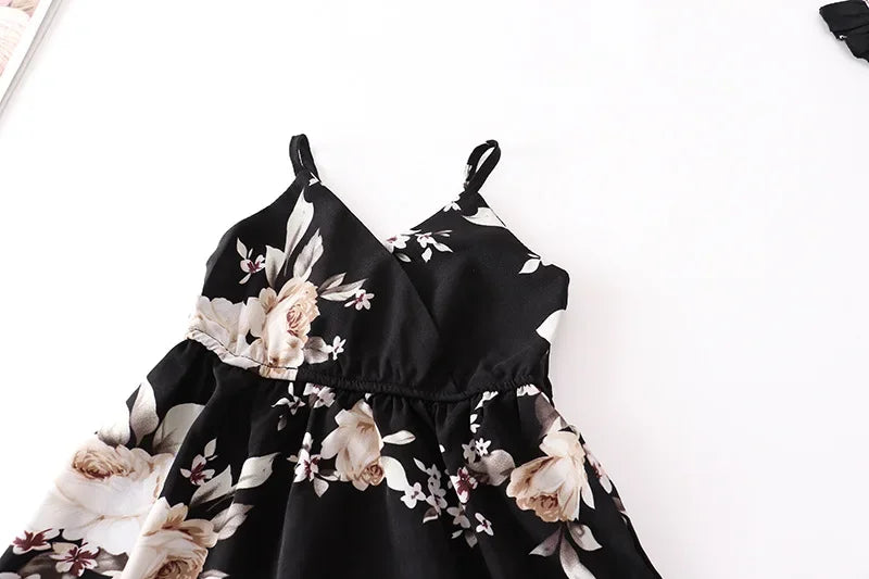 Summer Family Matching Outfits Women Jumpsuit Beach Girls Dresses Vestidos Baby Romper Mother Daughter Dress Children's Clothing
