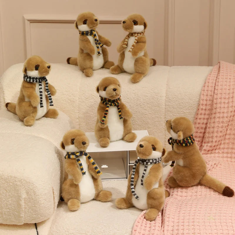 Accompanying Decoration 1pc 22cm Lovely Meerkat Plush Toy Cute Meerkat Doll With Scarf Stuffed Soft Animal Toy Kawaii Toy Gifts