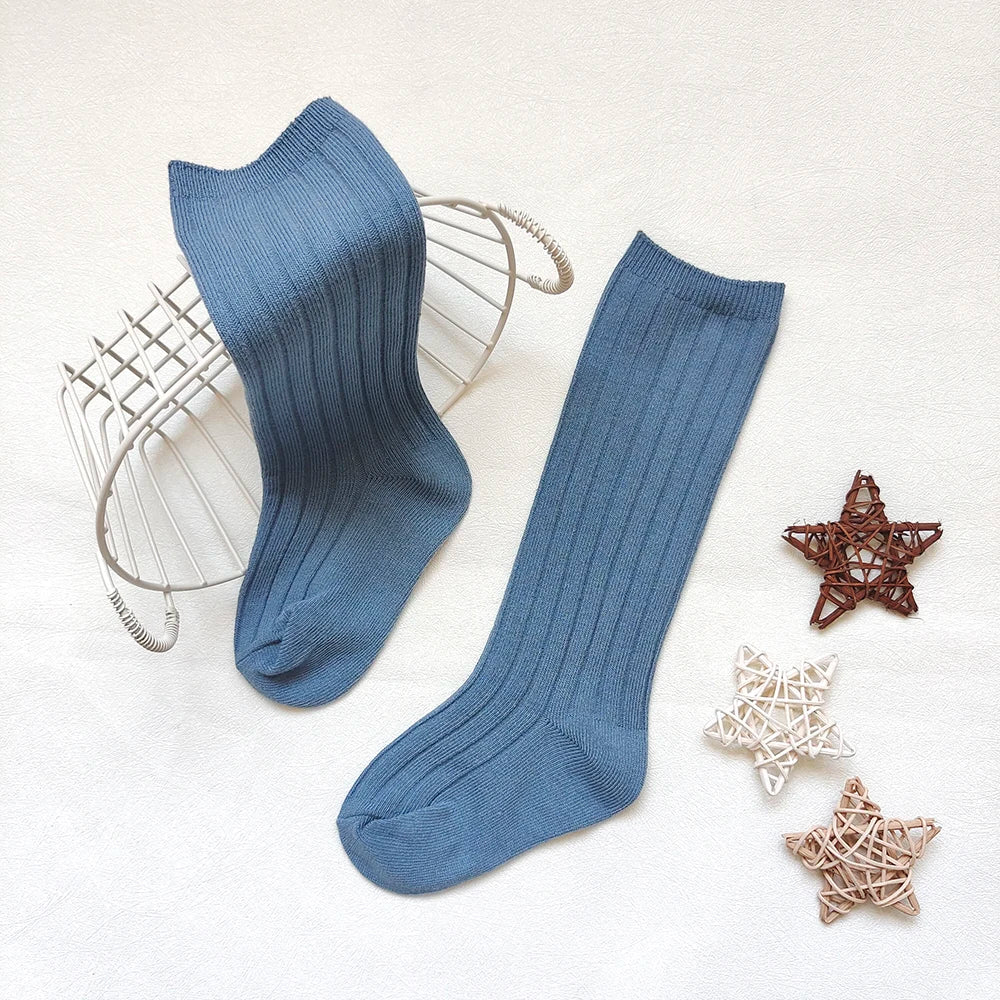 New Fashion Boys Girls Knee High Socks Cotton Breathable Stripe Kids Casual Sock Children School Uniform Socks Baby Socken Long