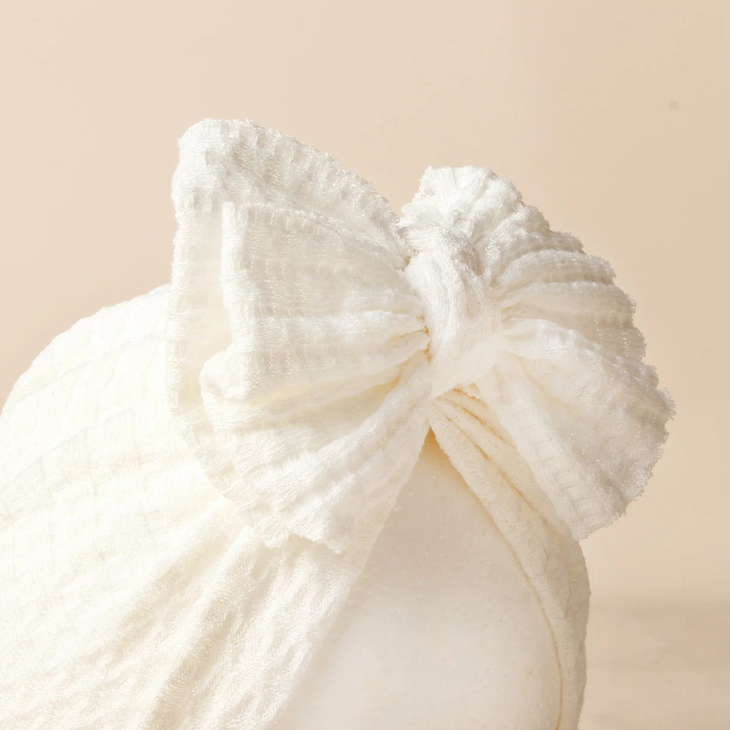 Lovely Bowknot Knitted Baby Hat Cute Solid Color Baby Girls Turban Hat Soft Newborn Infant Cap Accessories Beanies Head Wraps