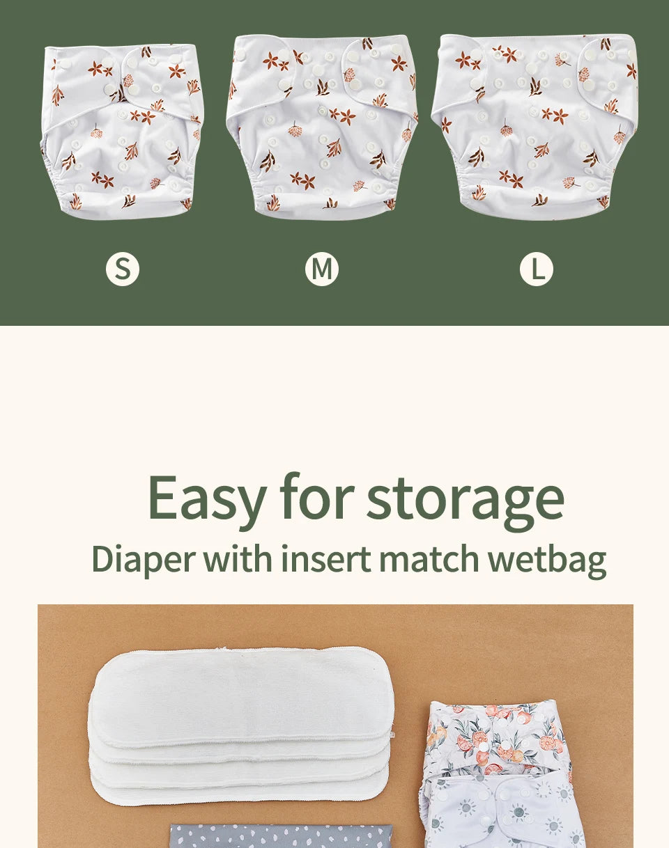 HappyFlute Ecological Cloth Diaper Breathable NappyWashable Reusable Diaper Gift Set With Wetbag