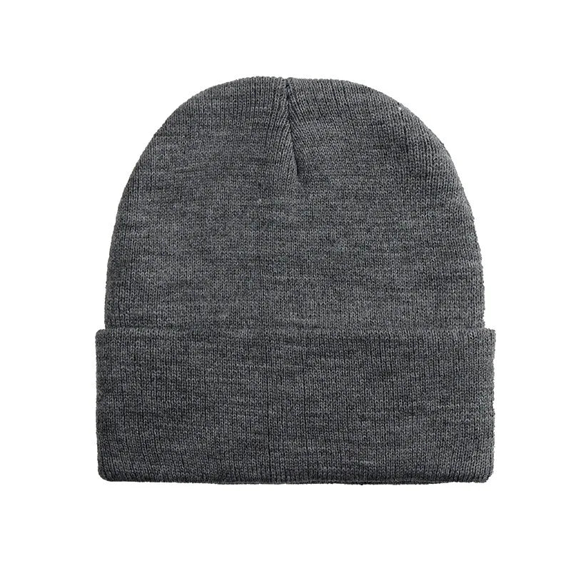 Knitted Hat For Men And Women Warm Beanie Model M01 Solid Color Rolled Edge