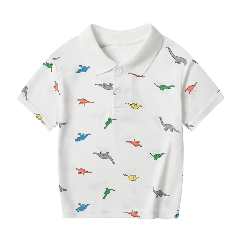 1/3 Pack Children's Summer Dinosaur Printed Multicolor POLO Shirt Boys Casual Fashion Prince T-shirt Joker Comfortable Lapel T