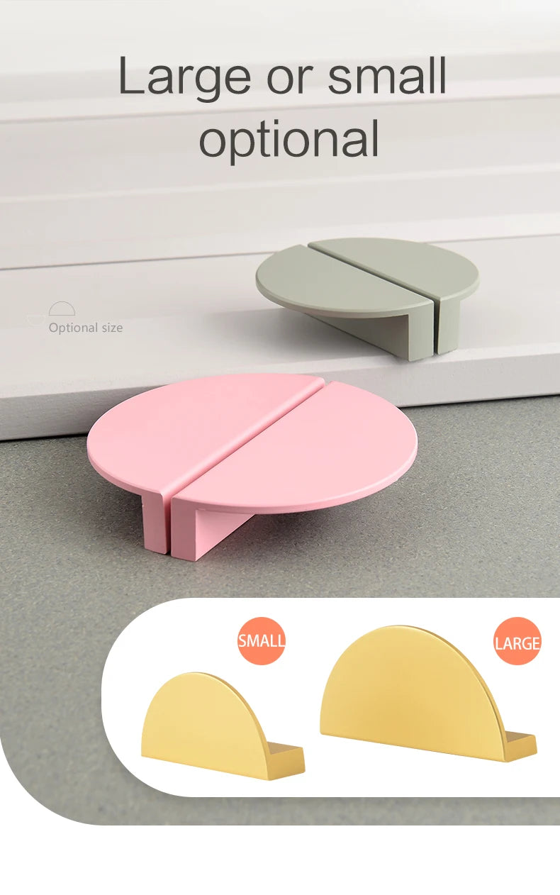 Wardrobe Door Handle Half Round Kitchen Cabinet Knobs Dresser Drawer Handle Colorful Pink Blue Green White Knobs For Furniture